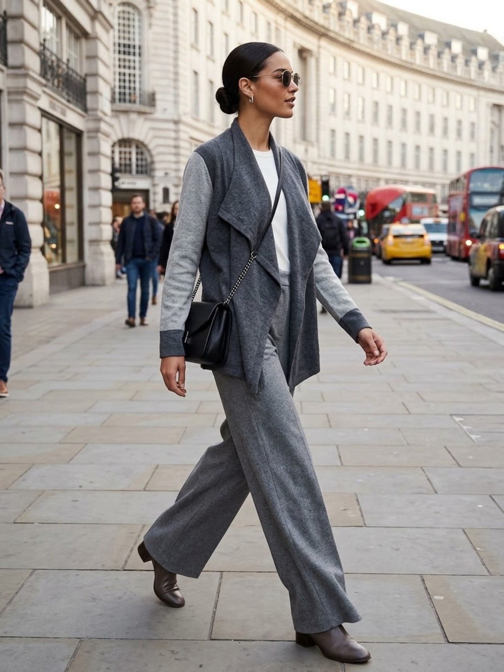 Autograph Two-Tone Grey Draped Cardigan